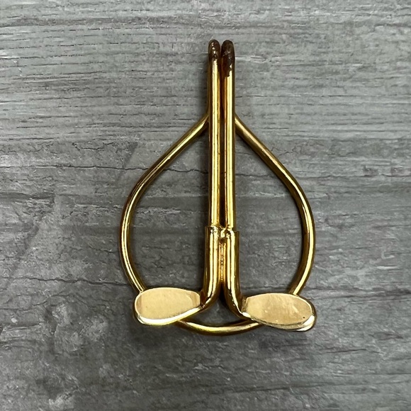 Vintage Gold Tone Golf Club Money Clip - Picture 1 of 4
